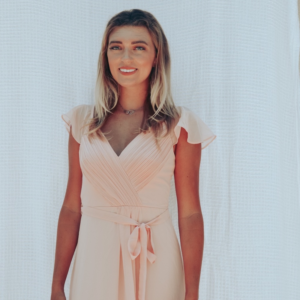 Baby Pink Dress w/ Flutter Sleeves